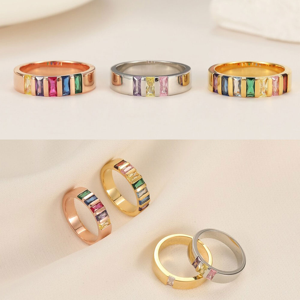 Personalized Baguette Birthstone Ring