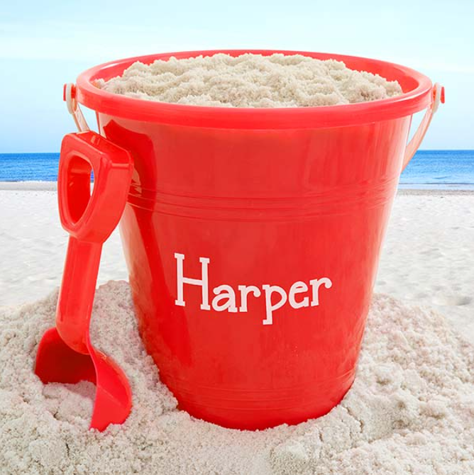 Personalized Name Sand Pail & Shovel, Custom Beach Bucket with Name, Kids Summer Beach Toy Gift for Boys and Girls