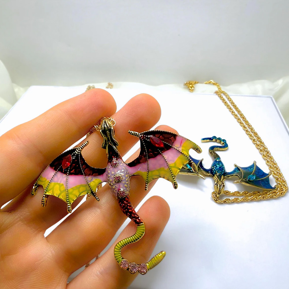 Fantasy Winged Dragon Necklace,