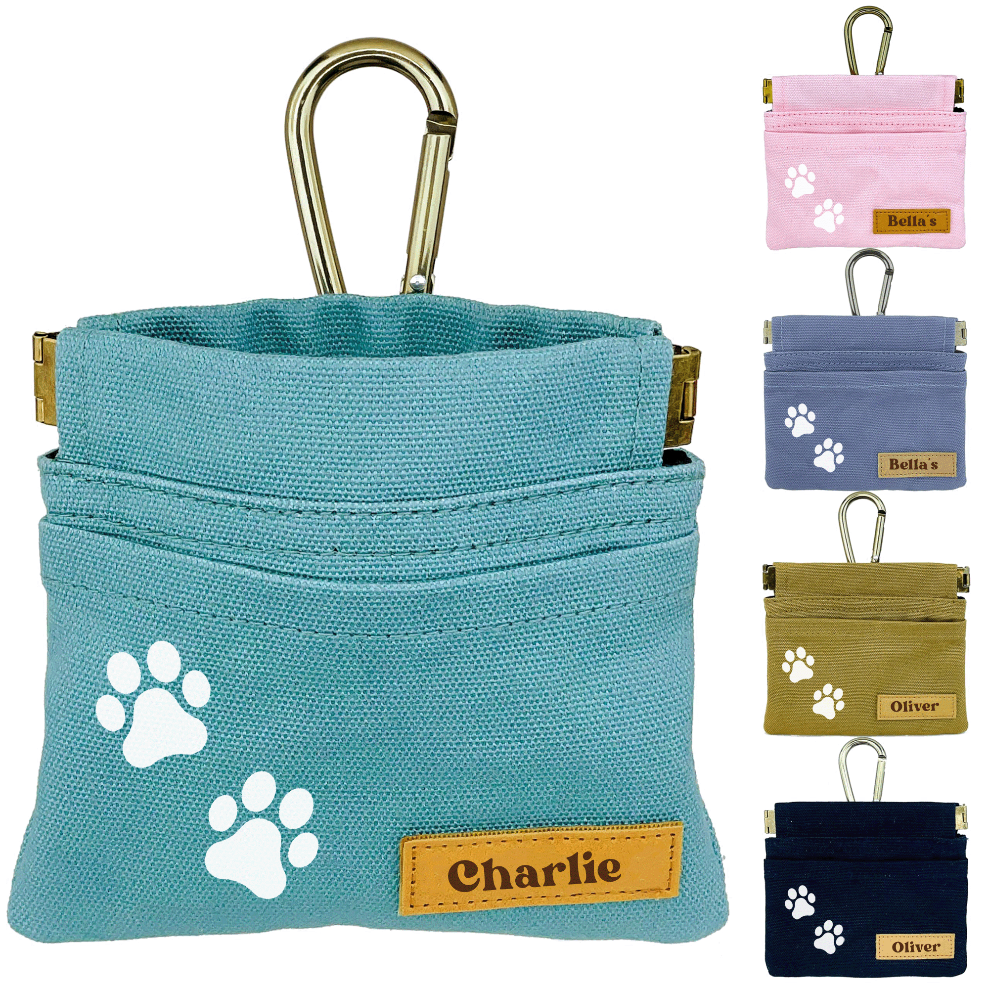 💖Buy 2 Free Shipping💖Personalized Dog Treat Pouch, Pocket Sized Pet Training Pouch, Hand Free Dog Walking Bag with Carabiner, Self-Closing Pet Feed Snack Reward, for Puppy Travel or Outdoor Use