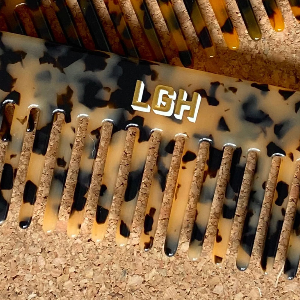 Personalized Tortoise Shell Wide Tooth Comb