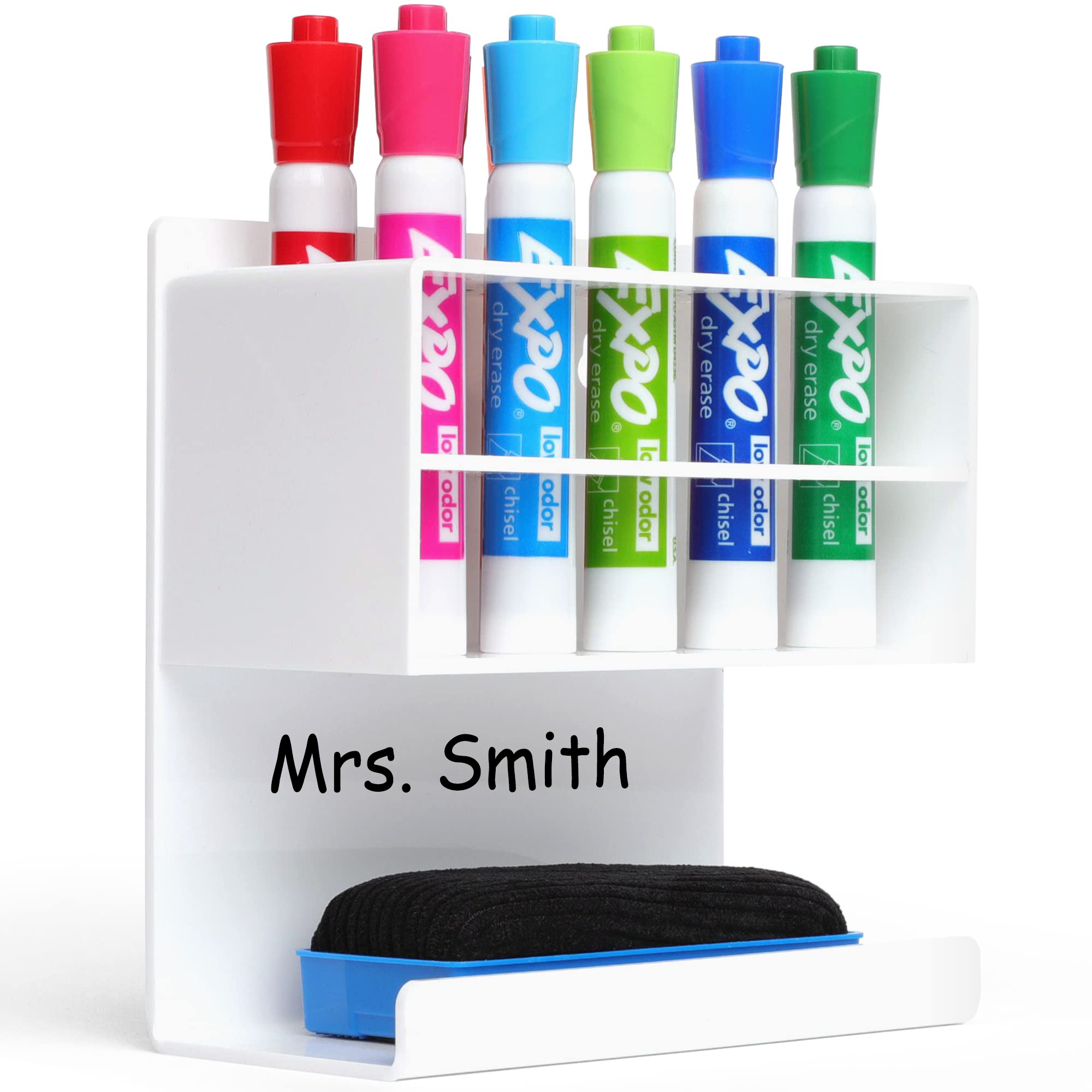White Magnetic Marker Holder for Whiteboard - Acrylic Dry Erase Marker Holder Magnetic - Whiteboard Marker Holder for school and office- Magnetic Dry Erase Marker Holder