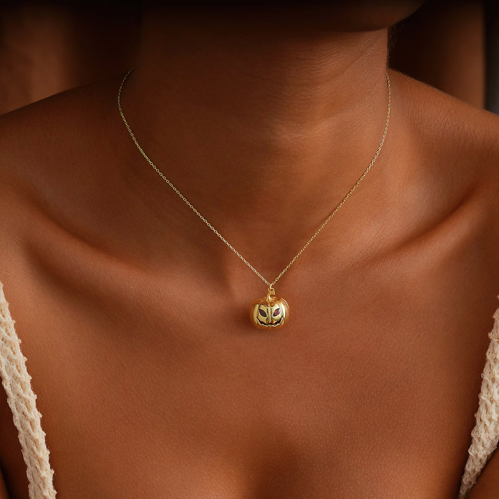 Personalized Birthstone Filled Pumpkin Necklace