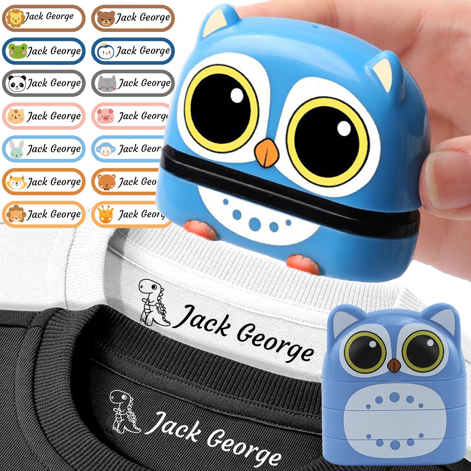 Personalized Name Stamp for Clothing Kids Waterproof,Stamps for Clothes Kids，Double Sided Name Stamp(White + Black Ink) Kids Stamps,Clothe Stamp,Custom Name Stamp