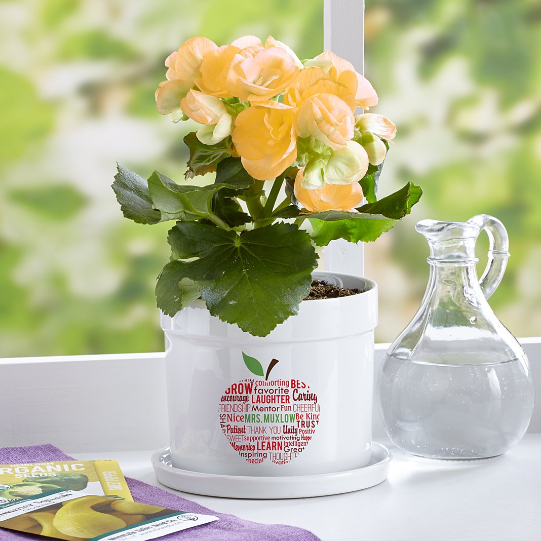 Personalized Apple Flower Pot for Teacher