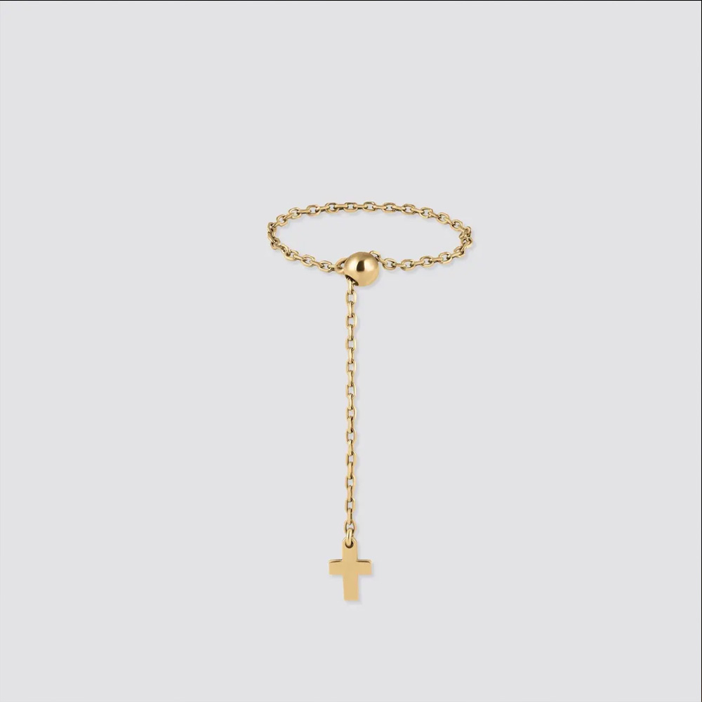 Ring with Dangling Cross Charm