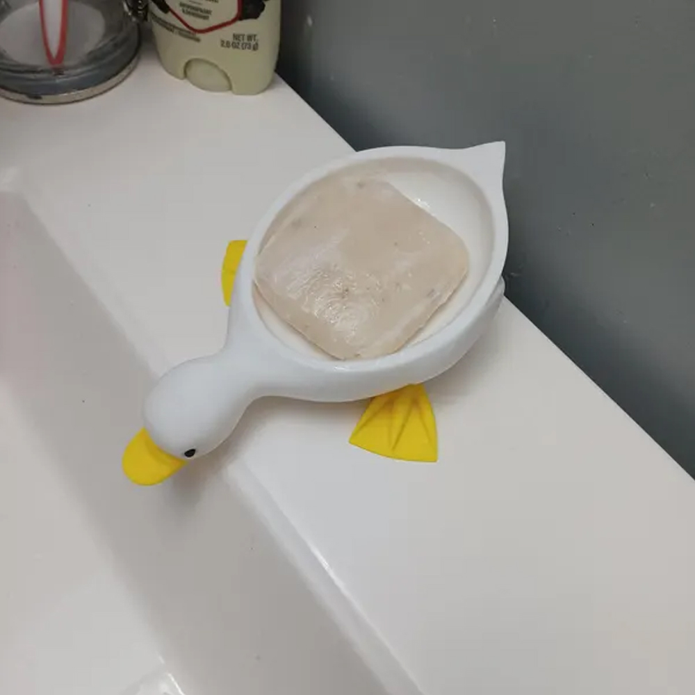 Cute 3D Printed Duck Soap Dish, Soap Holder with Water Drain, Bathroom/Kitchen Decor, Housewarming/Birthday/Christmas Gift for Kids/Family/Friends