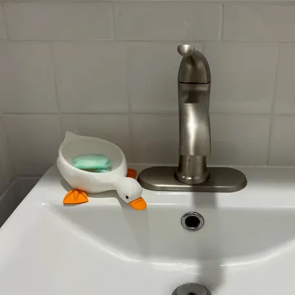 Cute 3D Printed Duck Soap Dish, Soap Holder with Water Drain, Bathroom/Kitchen Decor, Housewarming/Birthday/Christmas Gift for Kids/Family/Friends