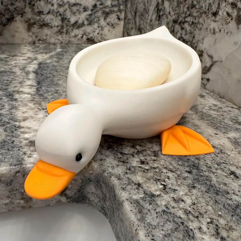 Cute 3D Printed Duck Soap Dish, Soap Holder with Water Drain, Bathroom/Kitchen Decor, Housewarming/Birthday/Christmas Gift for Kids/Family/Friends