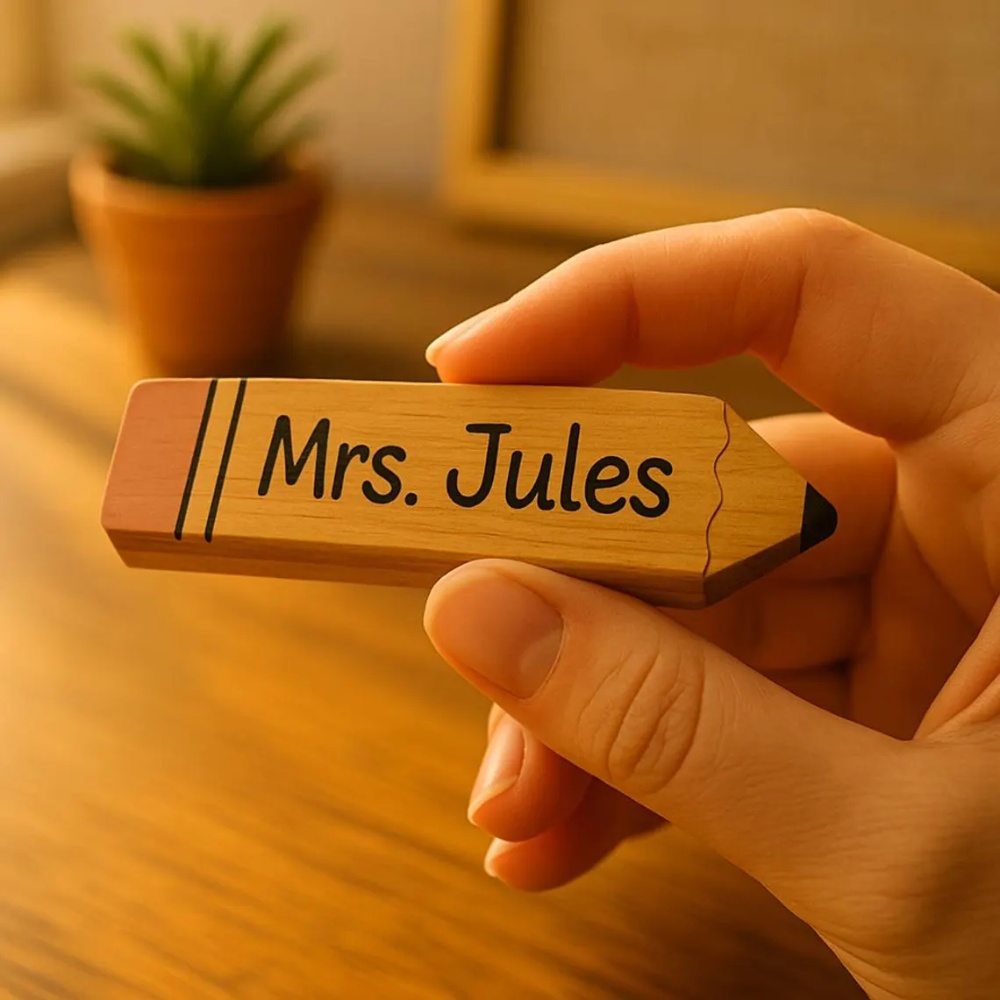 Custom Teacher Pencil Name Sign, Personalized Teacher Gift for Desk or Classroom, End of Year or Back to School Idea
