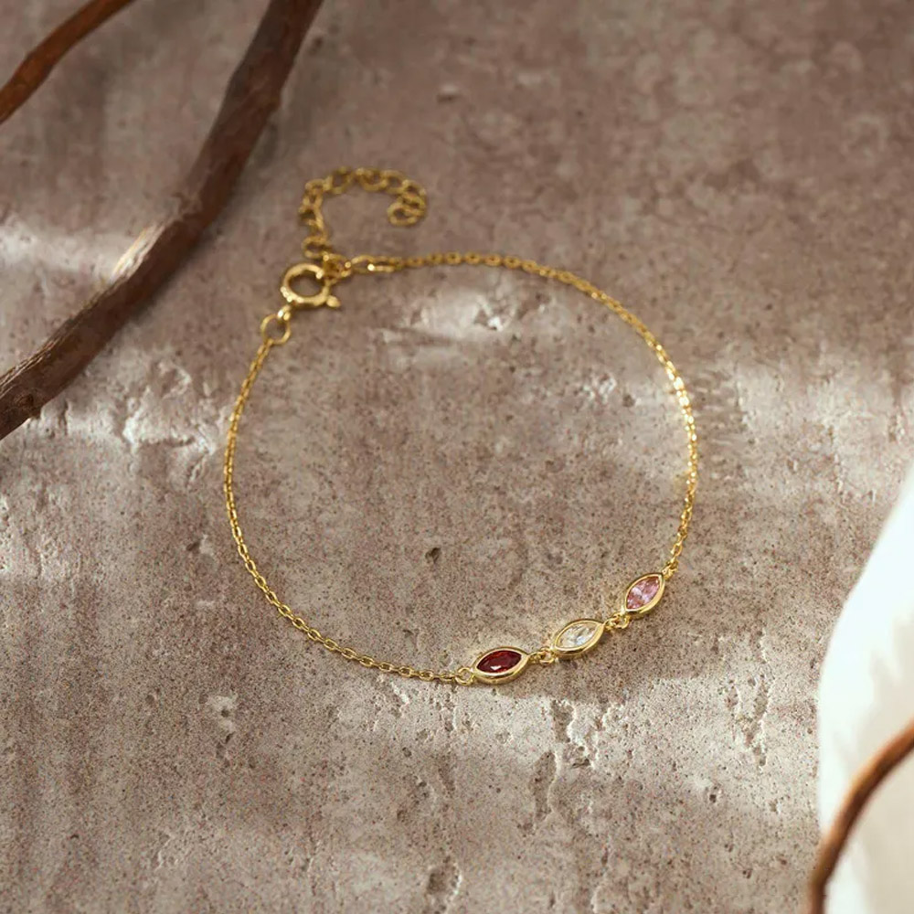 Personalized Leaf Birthstone Bracelet for Women, Dainty Jewelry, Stackable Bracelets, Birthday Gifts for Her, Graduation Gift, Mothers Day Gifts for Mom