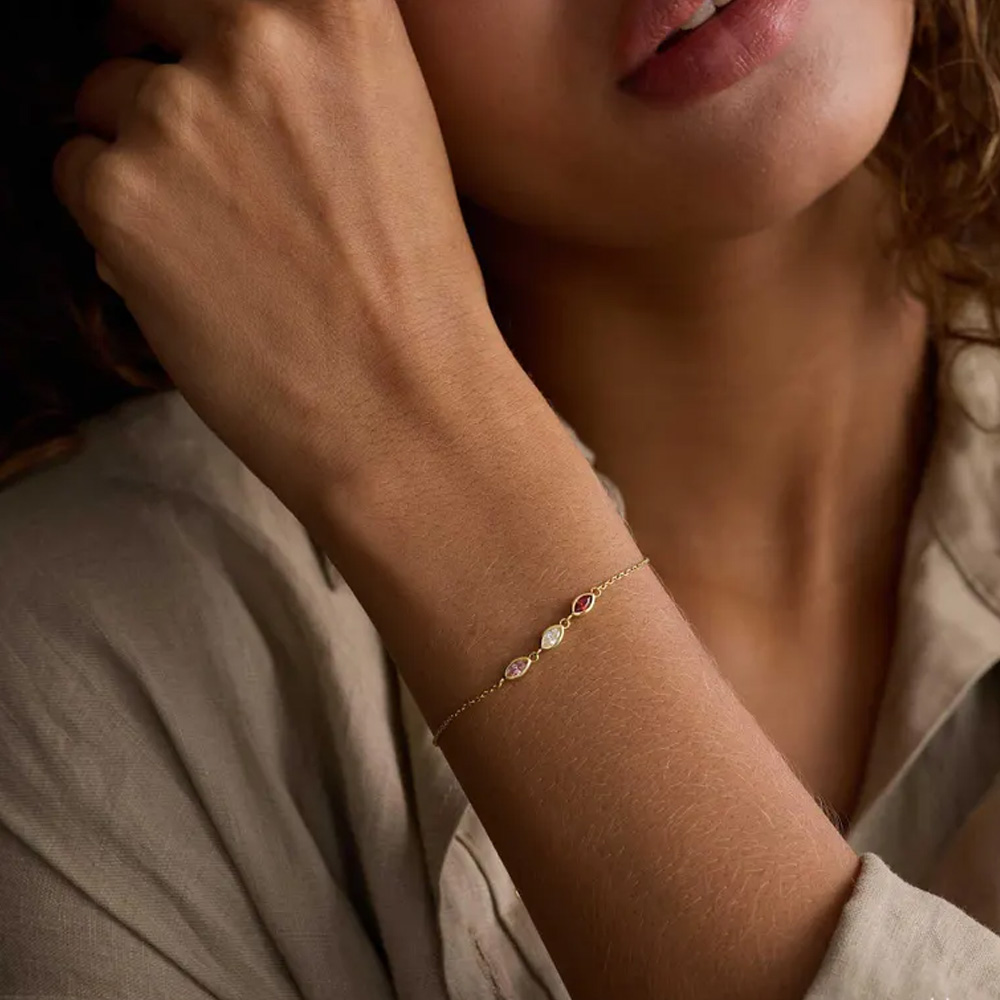 Personalized Leaf Birthstone Bracelet for Women, Dainty Jewelry, Stackable Bracelets, Birthday Gifts for Her, Graduation Gift, Mothers Day Gifts for Mom