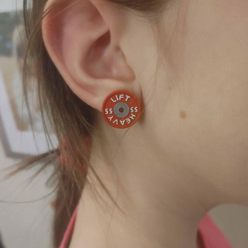 Personalized Weight Minibarbells Plate Earrings, Custom Strength Training Jewelry for Fitness Lovers, Birthday Gift for Weightlifting Lovers/Women
