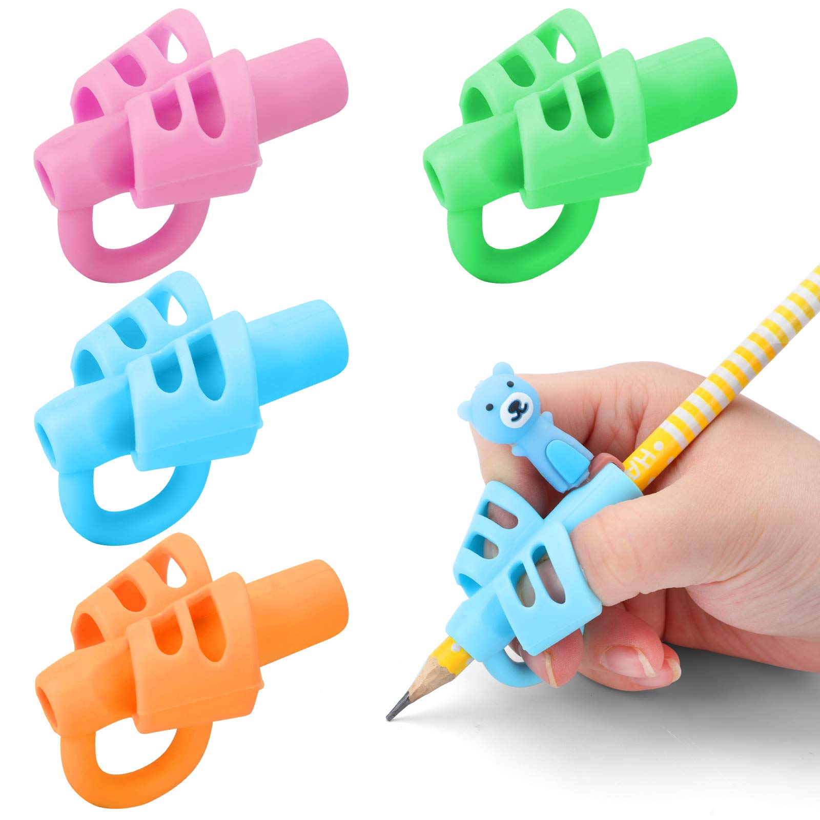 (Set of 4 pcs)Pencil Grips for Kids Handwriting, 4 Pcs Toddler Pencil Grippers, Pen Grips Trainer for Beginners Preschoolers Kindergarten Children