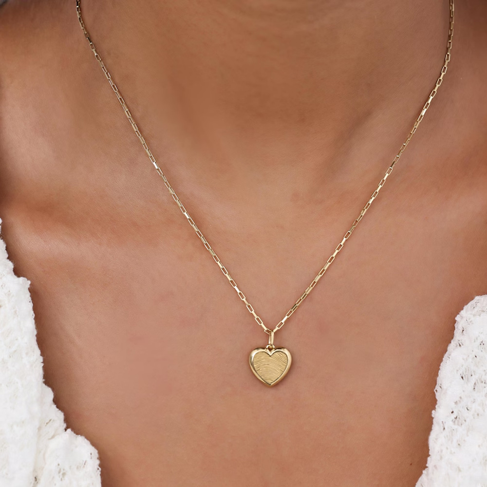 Personalized Fingerprint Heart Necklace with Engraving Text, Sterling Silver 925 Loved Ones Thumbprint Necklace, Birthday/Memorial Gifts for Her