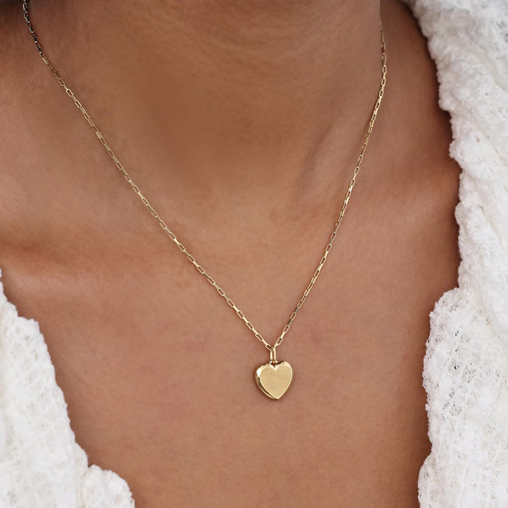 Personalized Fingerprint Heart Necklace with Engraving Text, Sterling Silver 925 Loved Ones Thumbprint Necklace, Birthday/Memorial Gifts for Her