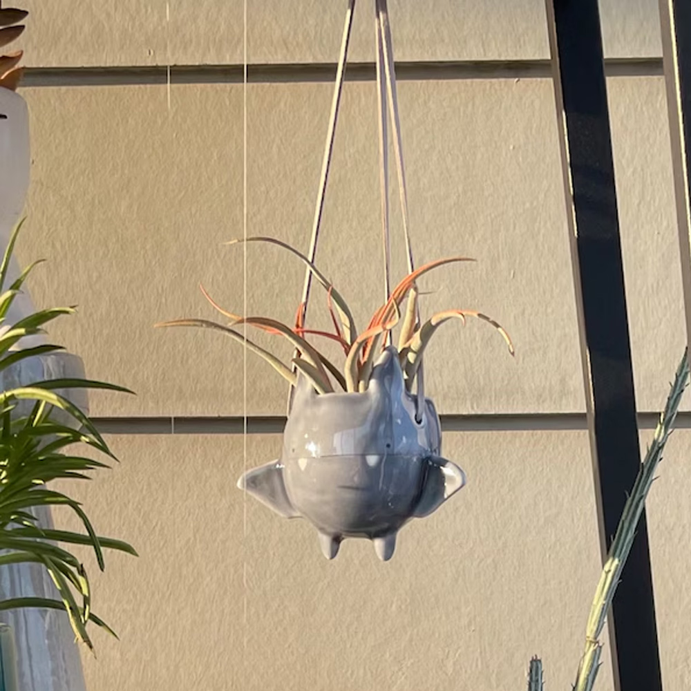 Flying Bat Handmade Hanging Plant Pot, Ceramic Cute Bat Hanging Vase, Trick or Treat Decor, Halloween/Housewarming Gift for Plant Lovers/Kids/Family