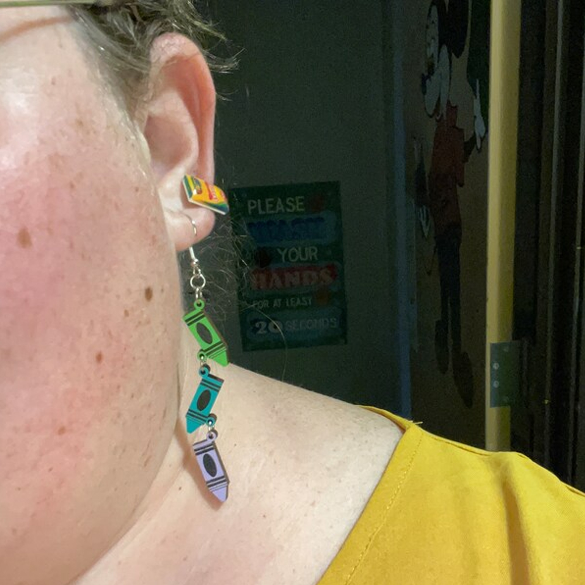 Teacher's Rainbow Crayons Earrings, Lightweight Earrings with 3 Colorful Crayons, Back to School/Teacher's Day/Appreciation Gifts for Teachers