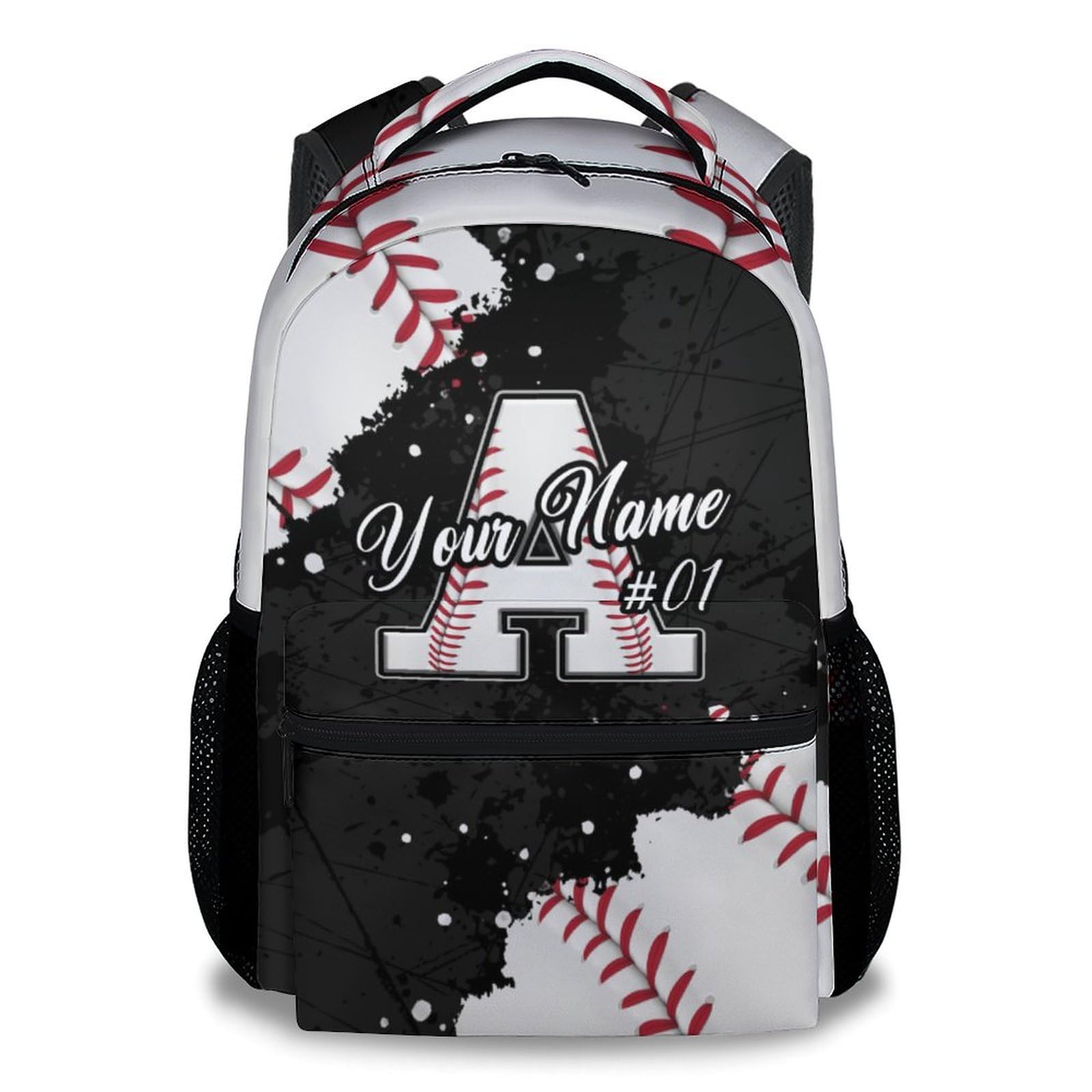 Personalized Boys Backpack - Baseball Backpacks for Kids - Personalized Initial Bookbag with Name - 17 Inch Sports Theme School Bag for Elementary, Middle School