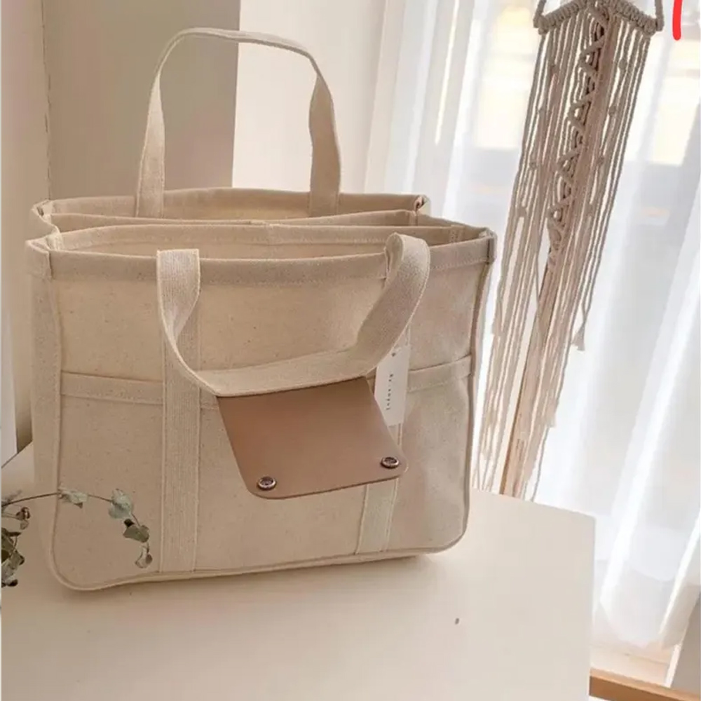 Personalized Embroidery Name Tote Bag, Canvas Multi-Pocket Large Capacity Crossbody Tote Bag, Nursing/Diaper/Shoulder Bag, Gift for Her/Mom/Women