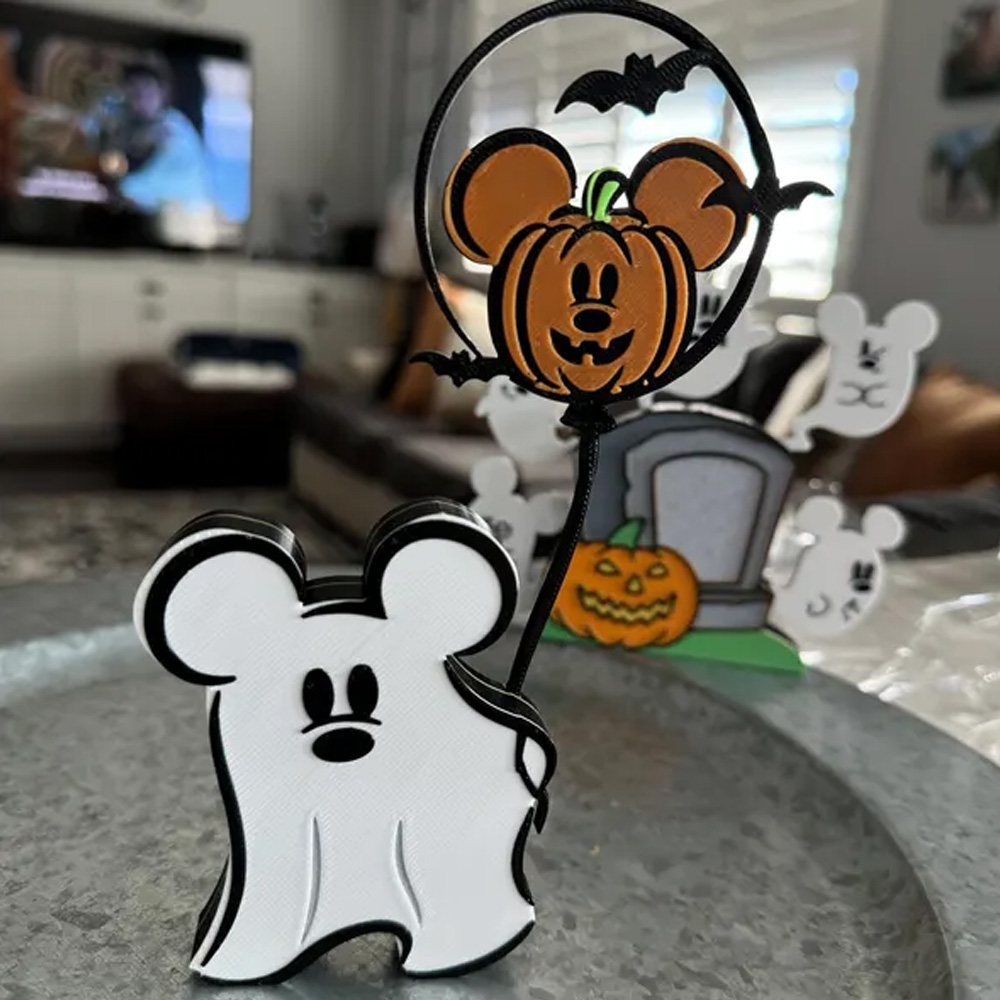 Personalized Name 3D Printed Mickey Ghost Halloween Ornaments Decoration, Pumpkin and Poison Apple Balloon, Halloween Gifts for Women/Men/Kids
