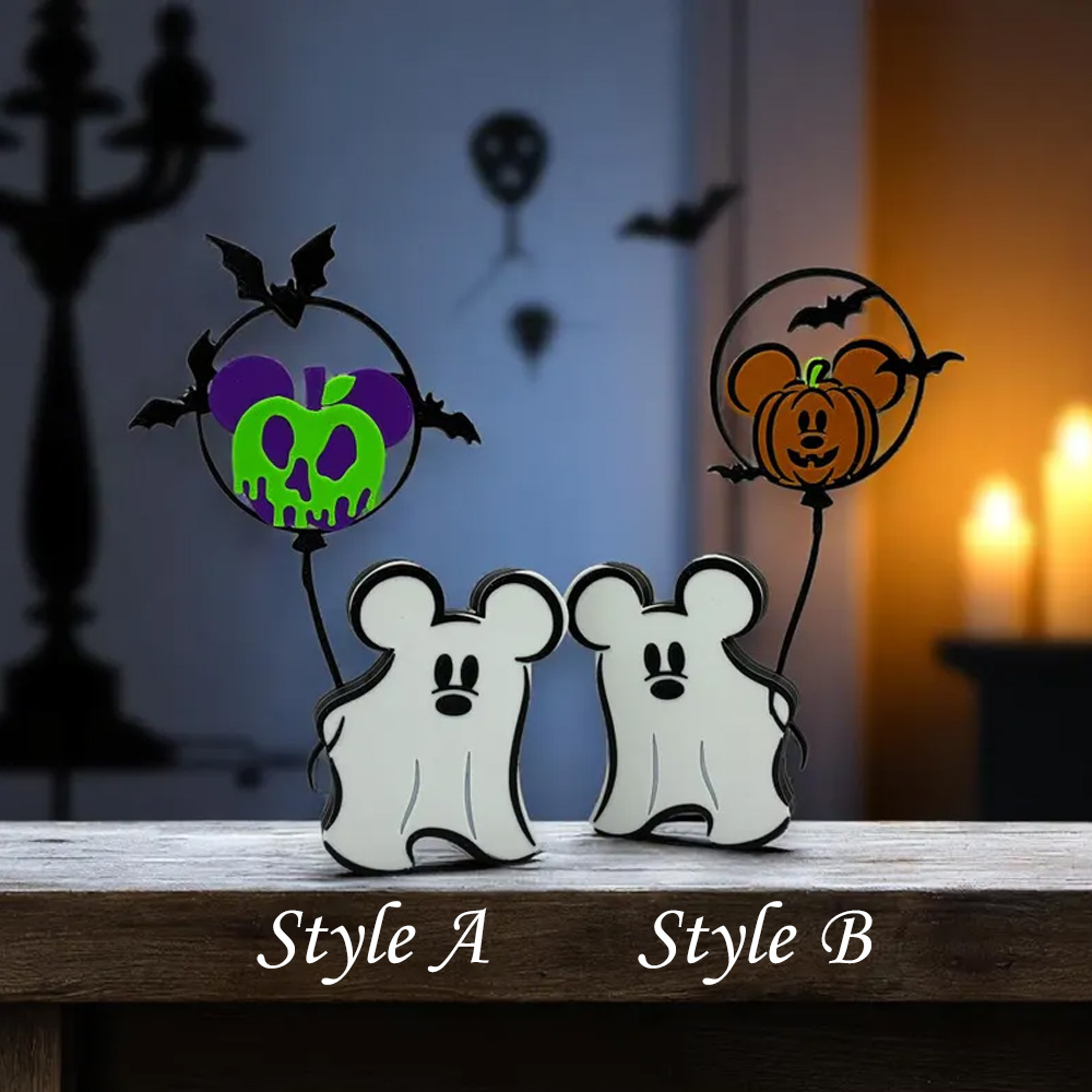 Personalized Name 3D Printed Mickey Ghost Halloween Ornaments Decoration, Pumpkin and Poison Apple Balloon, Halloween Gifts for Women/Men/Kids