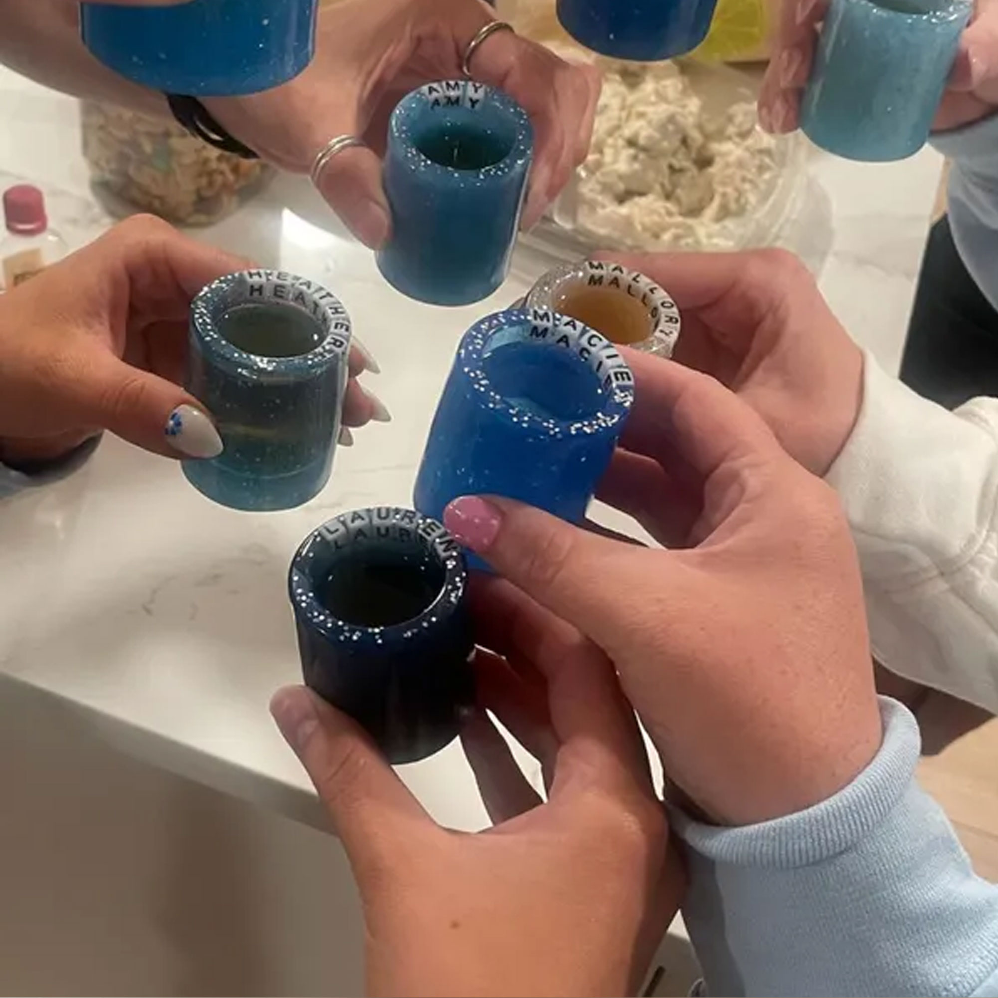 Custom Name 1oz Shot Glass, Resin Colorful Wine Cup, Bachelorette Party Favors, Engagement/Wedding/Bridal Shower Gift for Newlyweds/Family/Friends