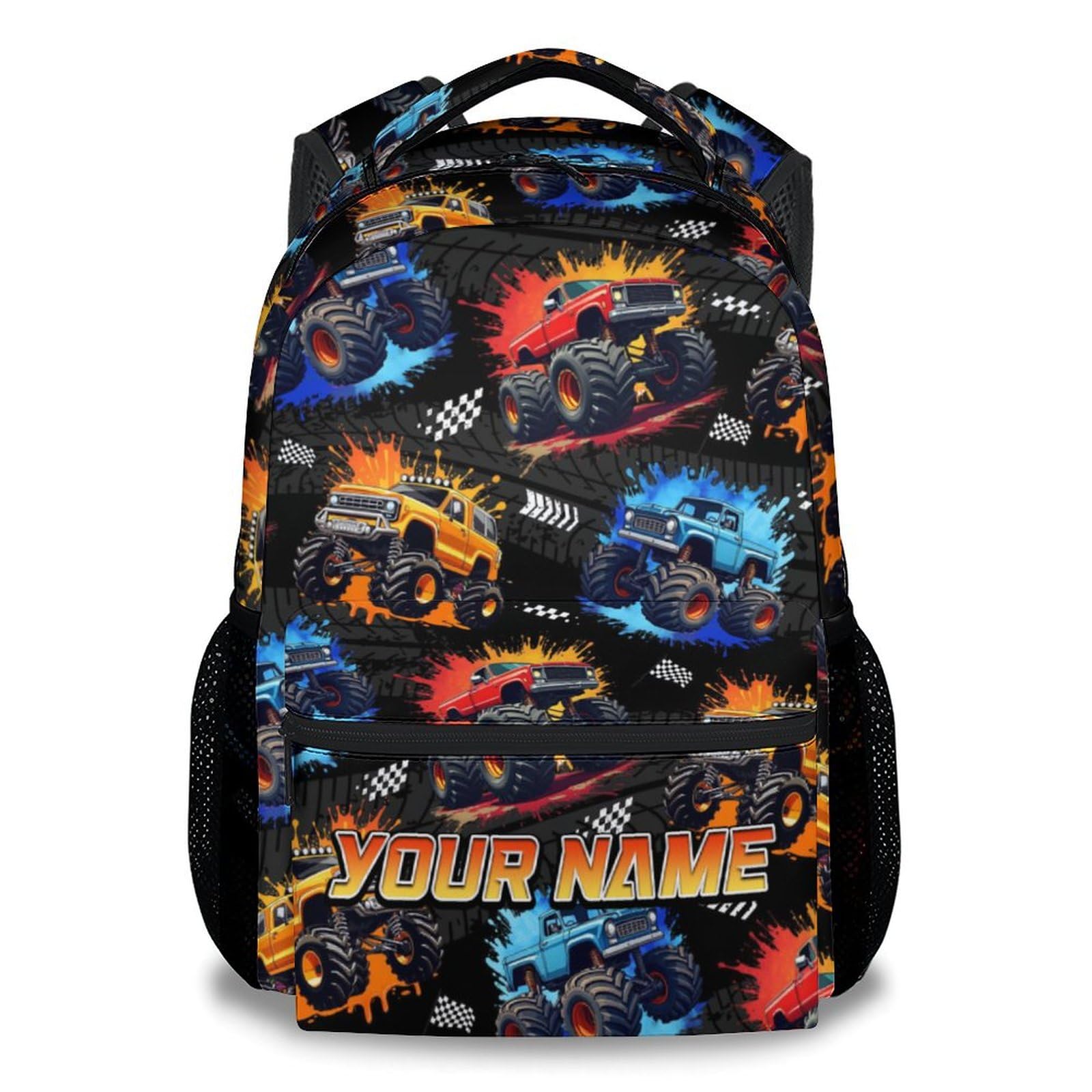 Toddler Backpack - Personalized Truck Backpacks with Name for Boys - Custom Kids Bookbag Gifts for Son - Durable School Bag for Kindergarten/Preschool/Elementary(17 Inch)