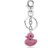 Personalized Cute Rubber Ducky Keychain, Pink Yellow Happy Duck Rhinestone Crystal Purse Keychain, Gift For Women