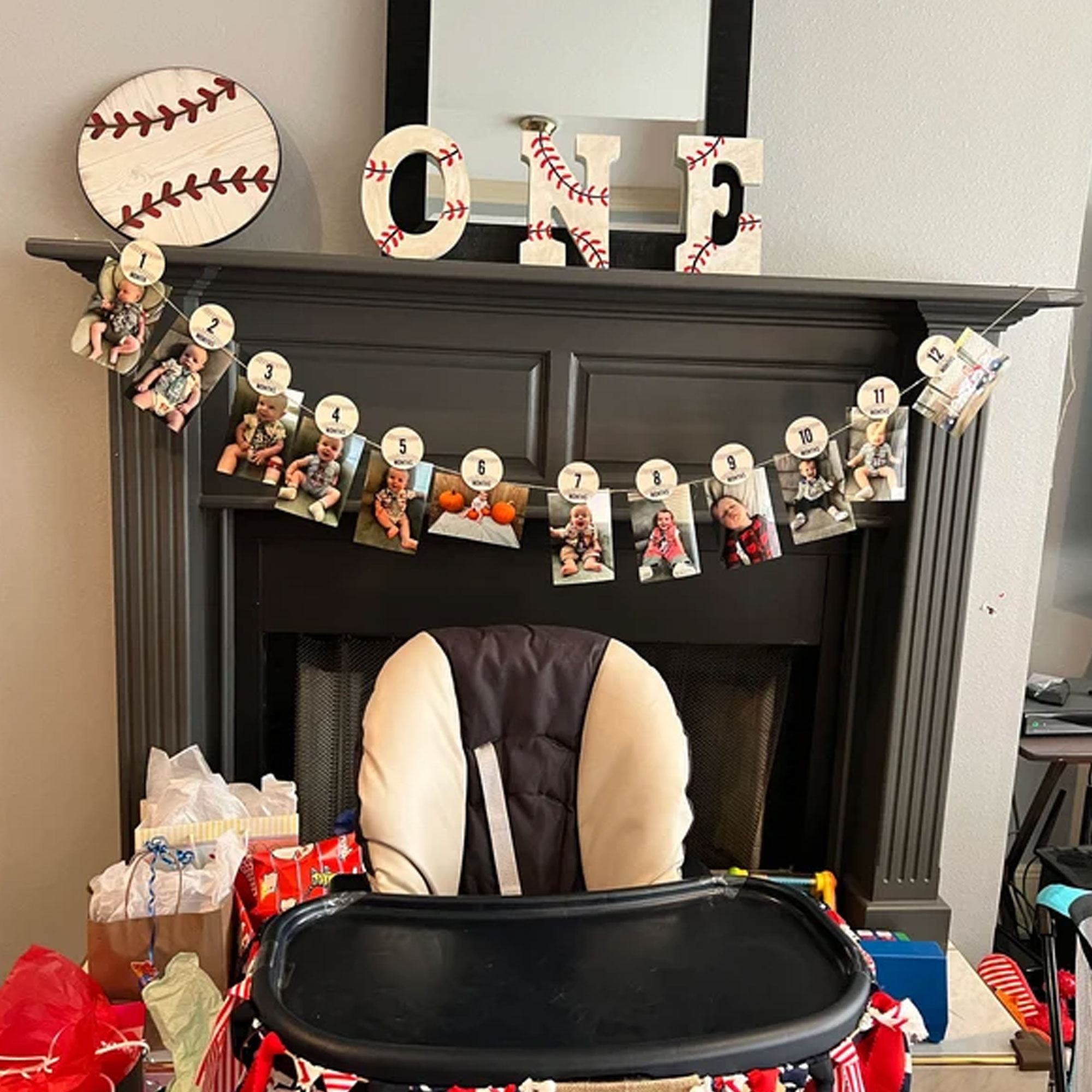 Sport Theme Birthday Party Banner, Baseball/Football/Soccer/Basketball First Year Banner, Nursery Home Decor, Baby Shower/Birthday Gift for Kids/Newborns/Infants