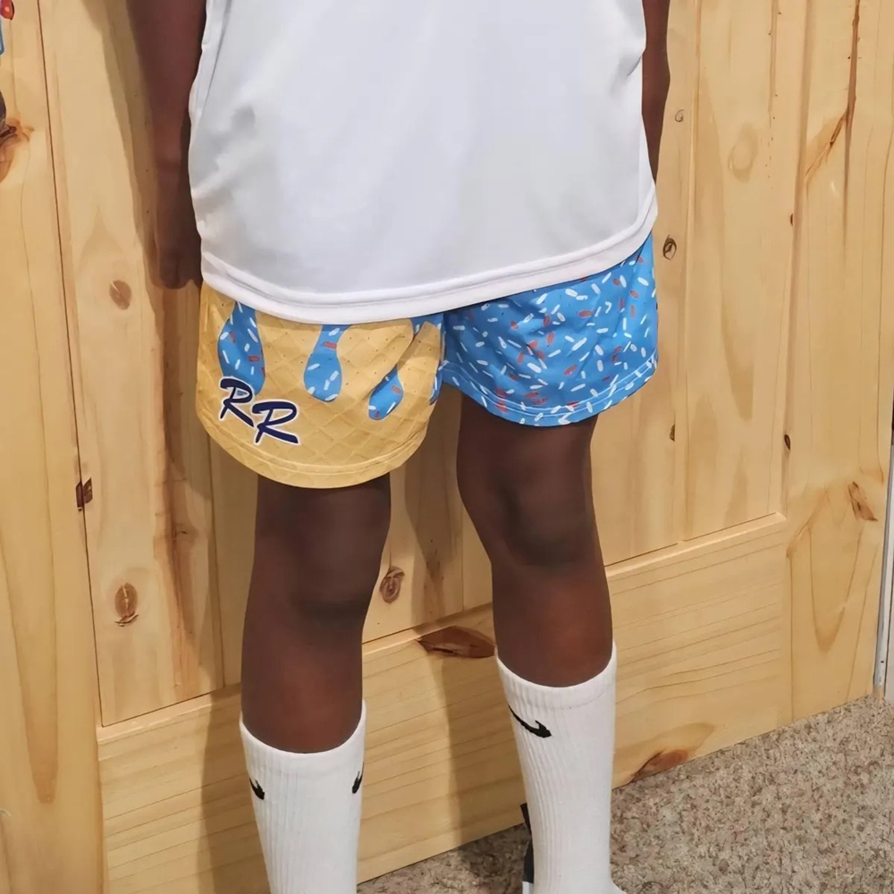Personalized Ice Cream Dripping Boys/Men Shorts with Logo Number Name, Quick Dry Baseball & Softball Shorts, Gift for Sports Lovers/Teammates/Teens