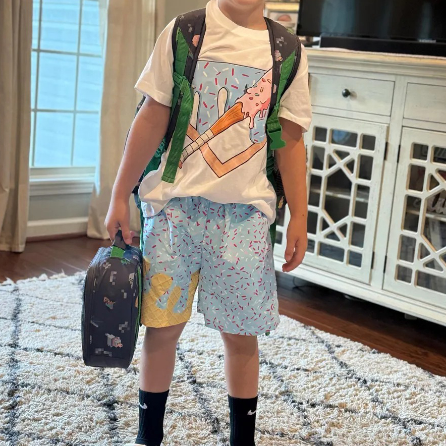 Personalized Ice Cream Dripping Boys/Men Shorts with Logo Number Name, Quick Dry Baseball & Softball Shorts, Gift for Sports Lovers/Teammates/Teens
