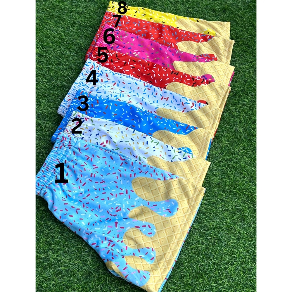 Personalized Ice Cream Dripping Boys/Men Shorts with Logo Number Name, Quick Dry Baseball & Softball Shorts, Gift for Sports Lovers/Teammates/Teens