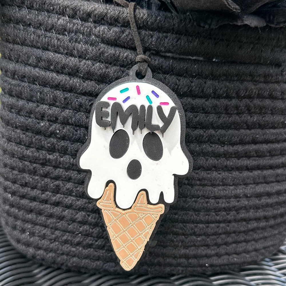Custom Name Halloween Pumpkin Popsicle/Candy Corn/Ghost Ice Cream Basket Tag, Trick or Treat Candy Basket Decor, Halloween Gift for Kids/Girls/Boys