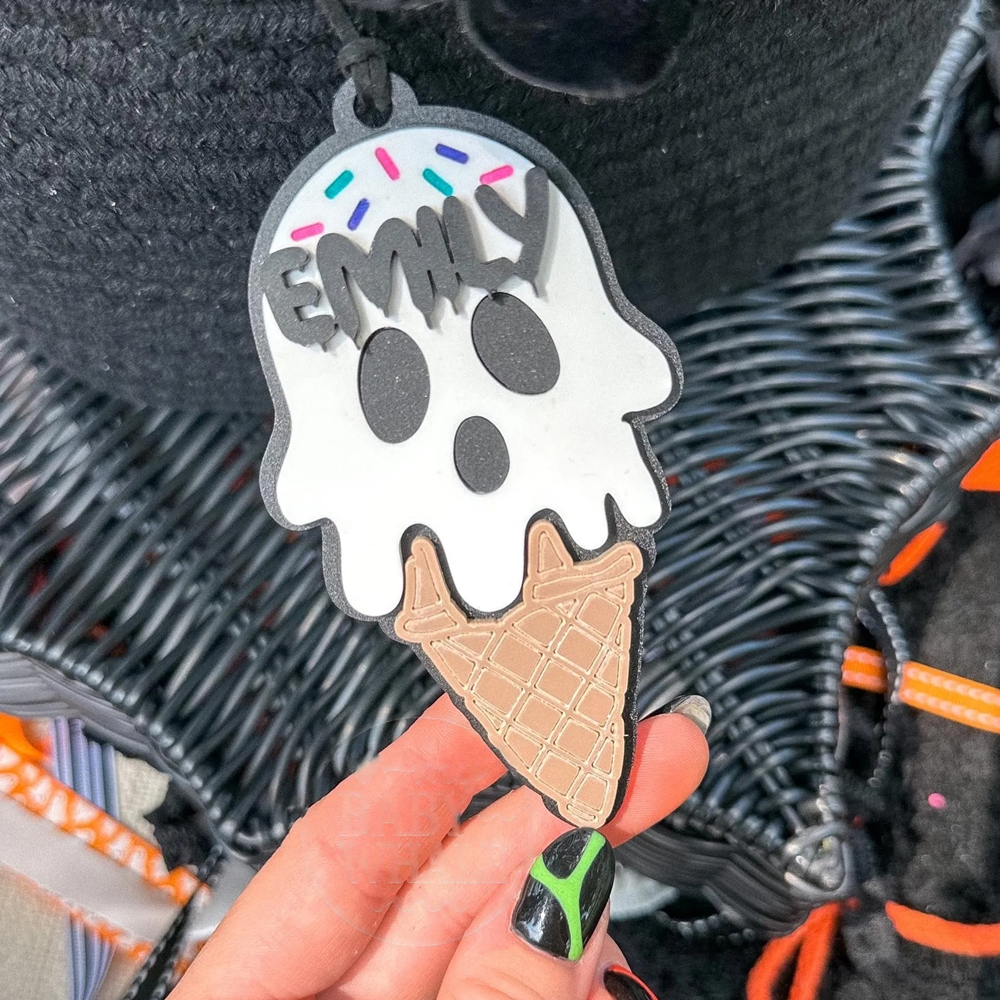 Custom Name Halloween Pumpkin Popsicle/Candy Corn/Ghost Ice Cream Basket Tag, Trick or Treat Candy Basket Decor, Halloween Gift for Kids/Girls/Boys