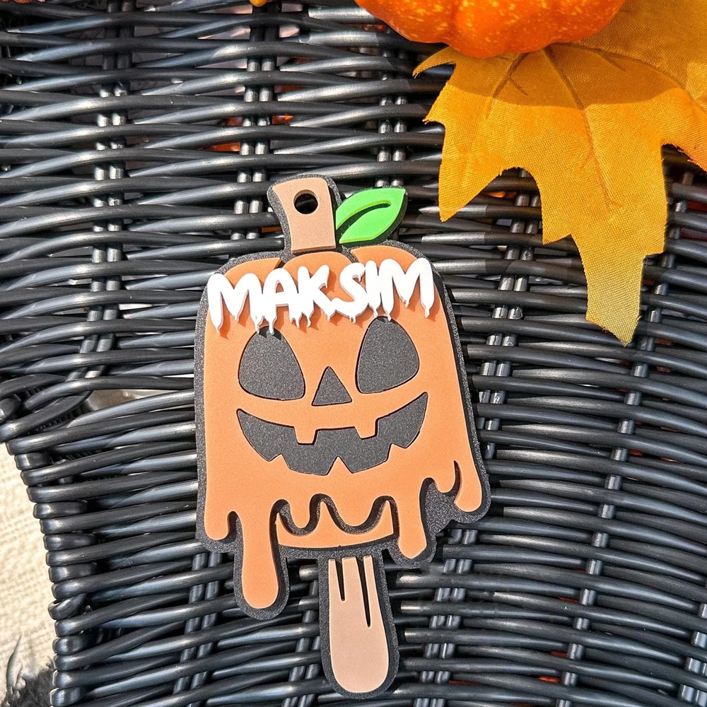 Custom Name Halloween Pumpkin Popsicle/Candy Corn/Ghost Ice Cream Basket Tag, Trick or Treat Candy Basket Decor, Halloween Gift for Kids/Girls/Boys