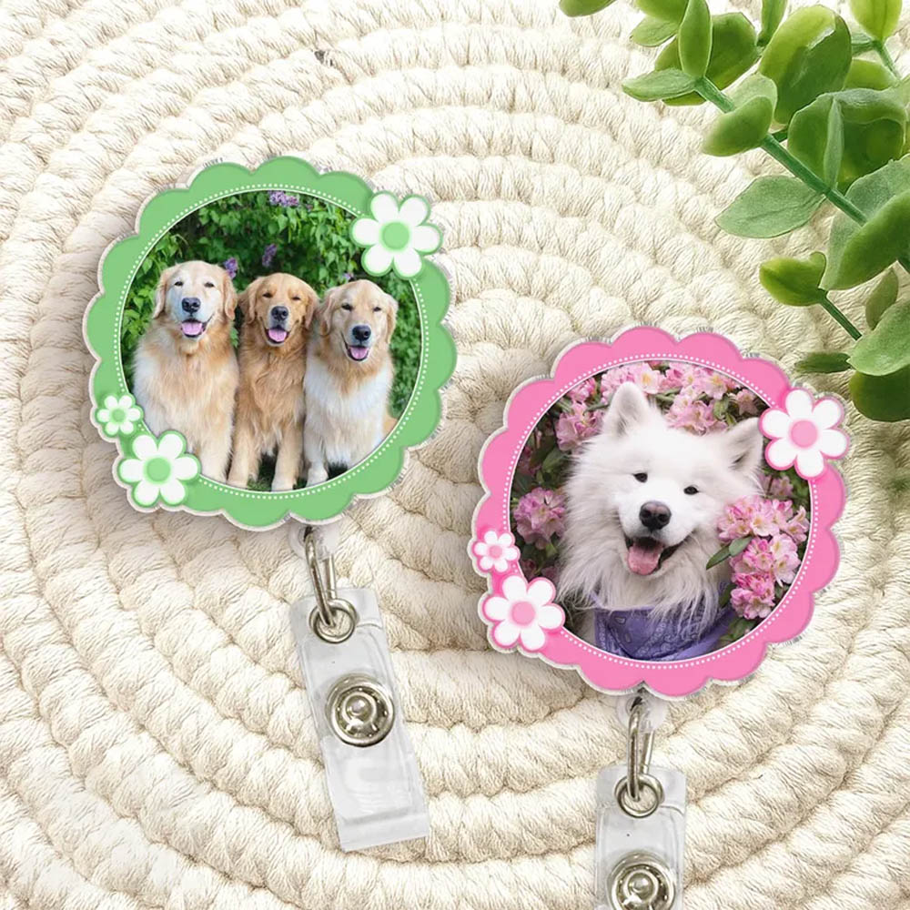 Personalized Pet Photo Charm for ID Badge Reel, Acrylic Dog/Cat Badge Accessories, Appreciation/Birthday Gift for Pet Lovers/Medical Staff/Coworkers