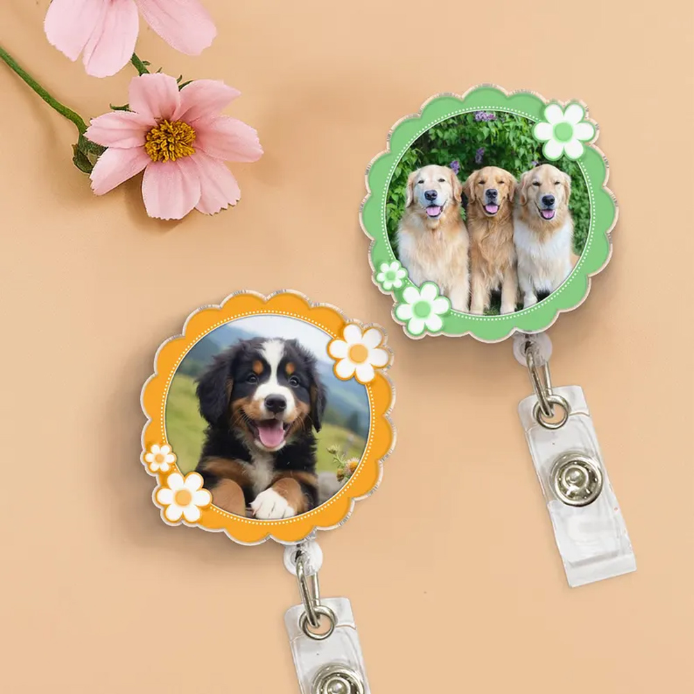 Personalized Pet Photo Charm for ID Badge Reel, Acrylic Dog/Cat Badge Accessories, Appreciation/Birthday Gift for Pet Lovers/Medical Staff/Coworkers
