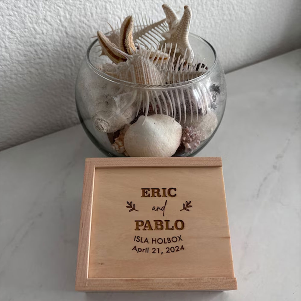 Custom Engraved Name Photo Box, Wooden Instax Mini Film Storage Box, Memory Keepsake, Anniversary/Birthday/Wedding Gift for Couple/Family/Friends