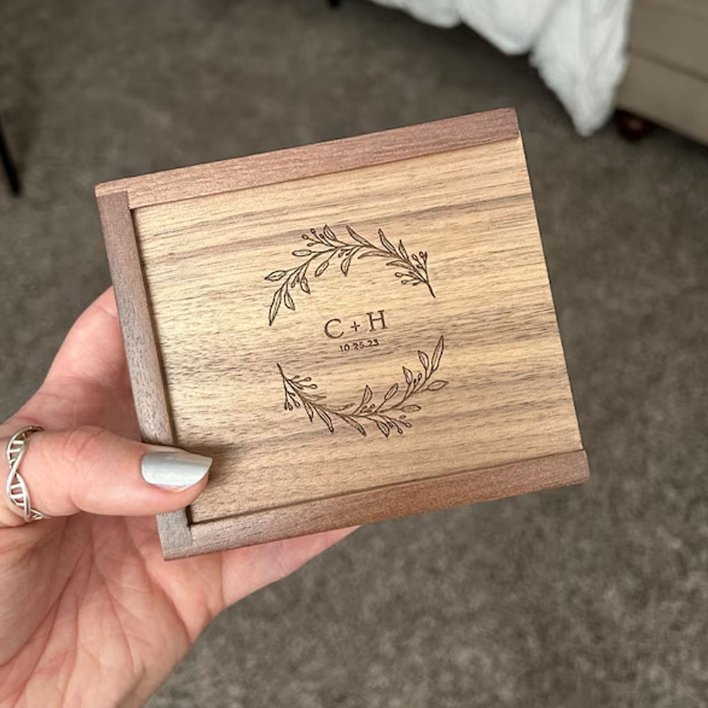 Custom Engraved Name Photo Box, Wooden Instax Mini Film Storage Box, Memory Keepsake, Anniversary/Birthday/Wedding Gift for Couple/Family/Friends