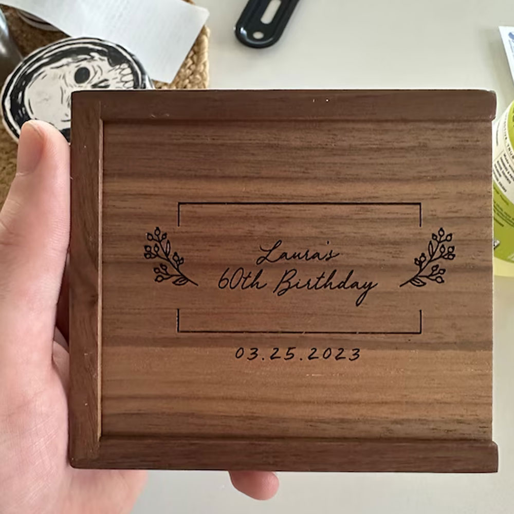 Custom Engraved Name Photo Box, Wooden Instax Mini Film Storage Box, Memory Keepsake, Anniversary/Birthday/Wedding Gift for Couple/Family/Friends