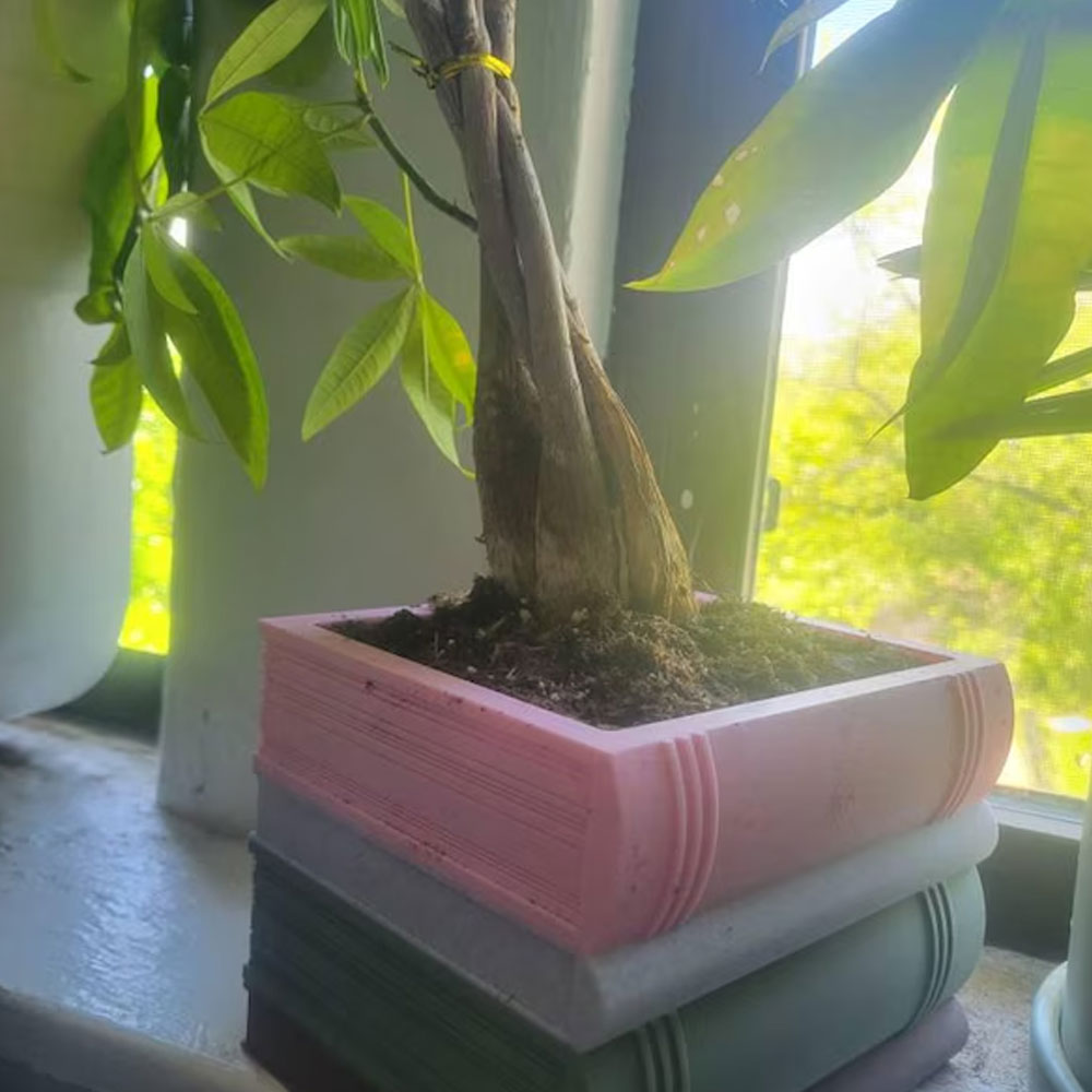 Stack of Books Plant Pot with Drainage, Colorful Reader's Books Planter, Home Decor, Housewarming/Birthday Gift for Plant Lovers/Book Lovers/Friends