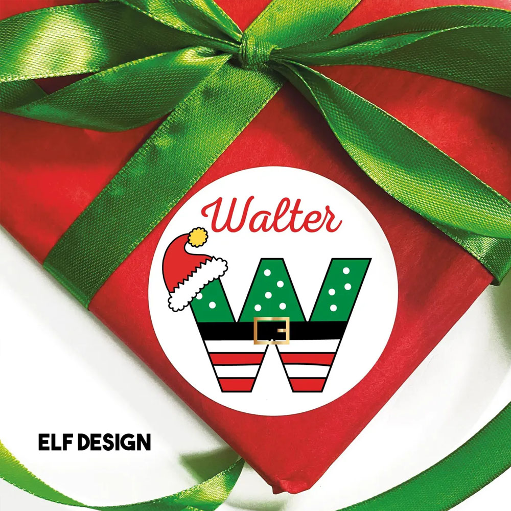 Personalized Name & Initial Christmas Stickers, Santa/Elf/Snowman Decals, Holiday Labels for Gift Box/Package, Christmas Gift for Kids/Family/Friends