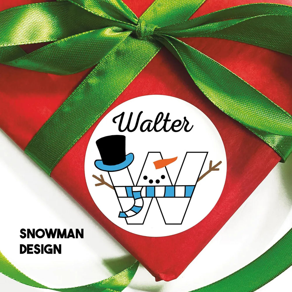 Personalized Name & Initial Christmas Stickers, Santa/Elf/Snowman Decals, Holiday Labels for Gift Box/Package, Christmas Gift for Kids/Family/Friends