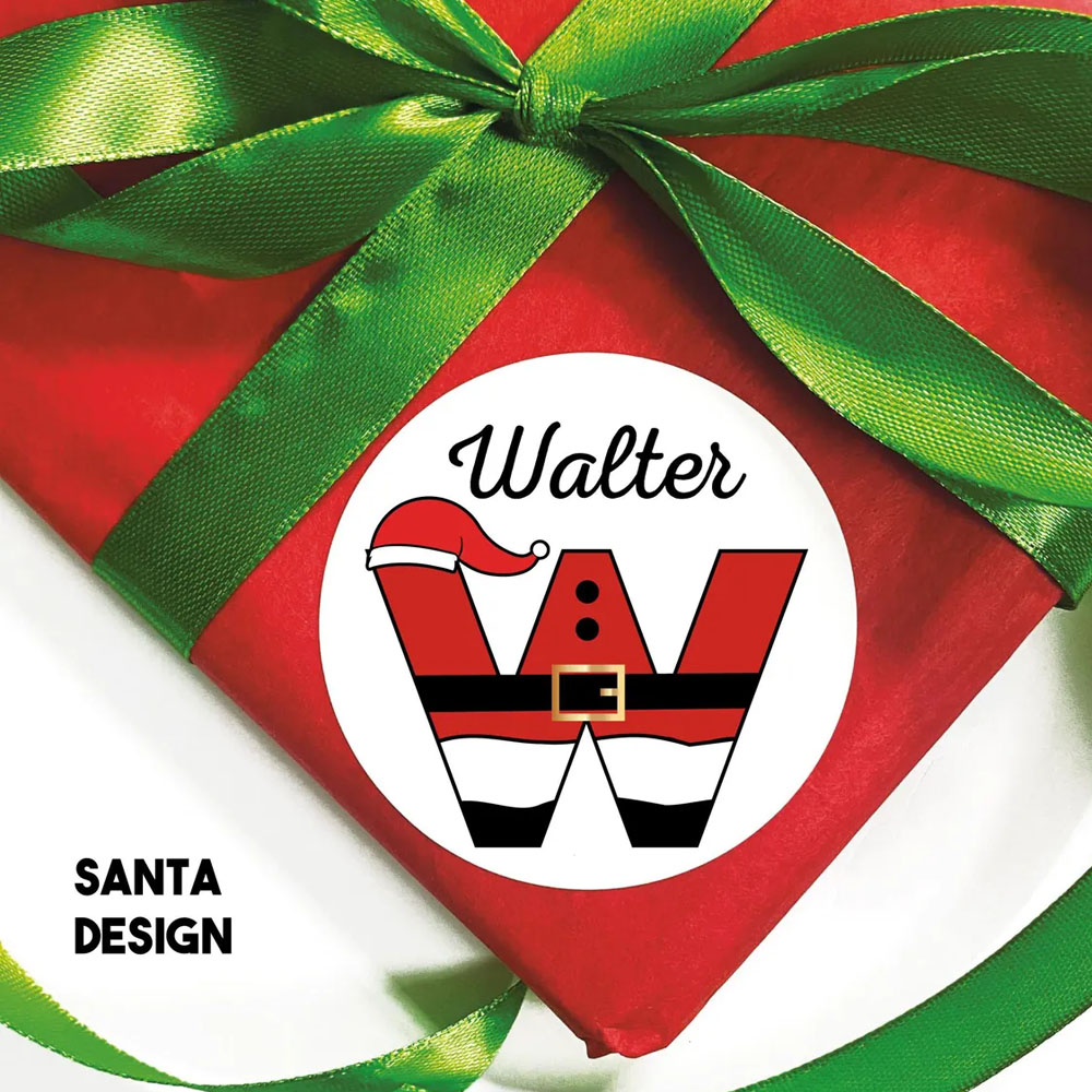 Personalized Name & Initial Christmas Stickers, Santa/Elf/Snowman Decals, Holiday Labels for Gift Box/Package, Christmas Gift for Kids/Family/Friends