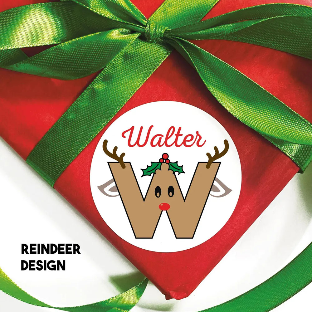 Personalized Name & Initial Christmas Stickers, Santa/Elf/Snowman Decals, Holiday Labels for Gift Box/Package, Christmas Gift for Kids/Family/Friends