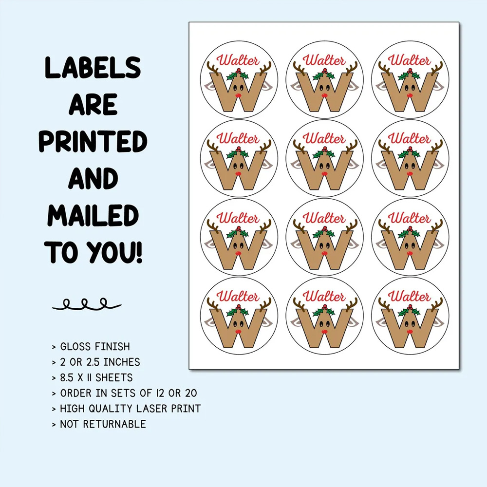 Personalized Name & Initial Christmas Stickers, Santa/Elf/Snowman Decals, Holiday Labels for Gift Box/Package, Christmas Gift for Kids/Family/Friends