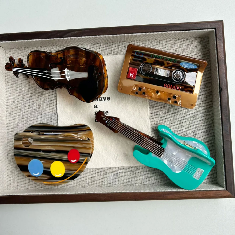 Guitar/Piano/Saxophone/Cassette Design Hair Claw, Vintage Music Style Claw Clip, Hair Accessory, Birthday/Christmas Gift for Her/Women/Music Lovers
