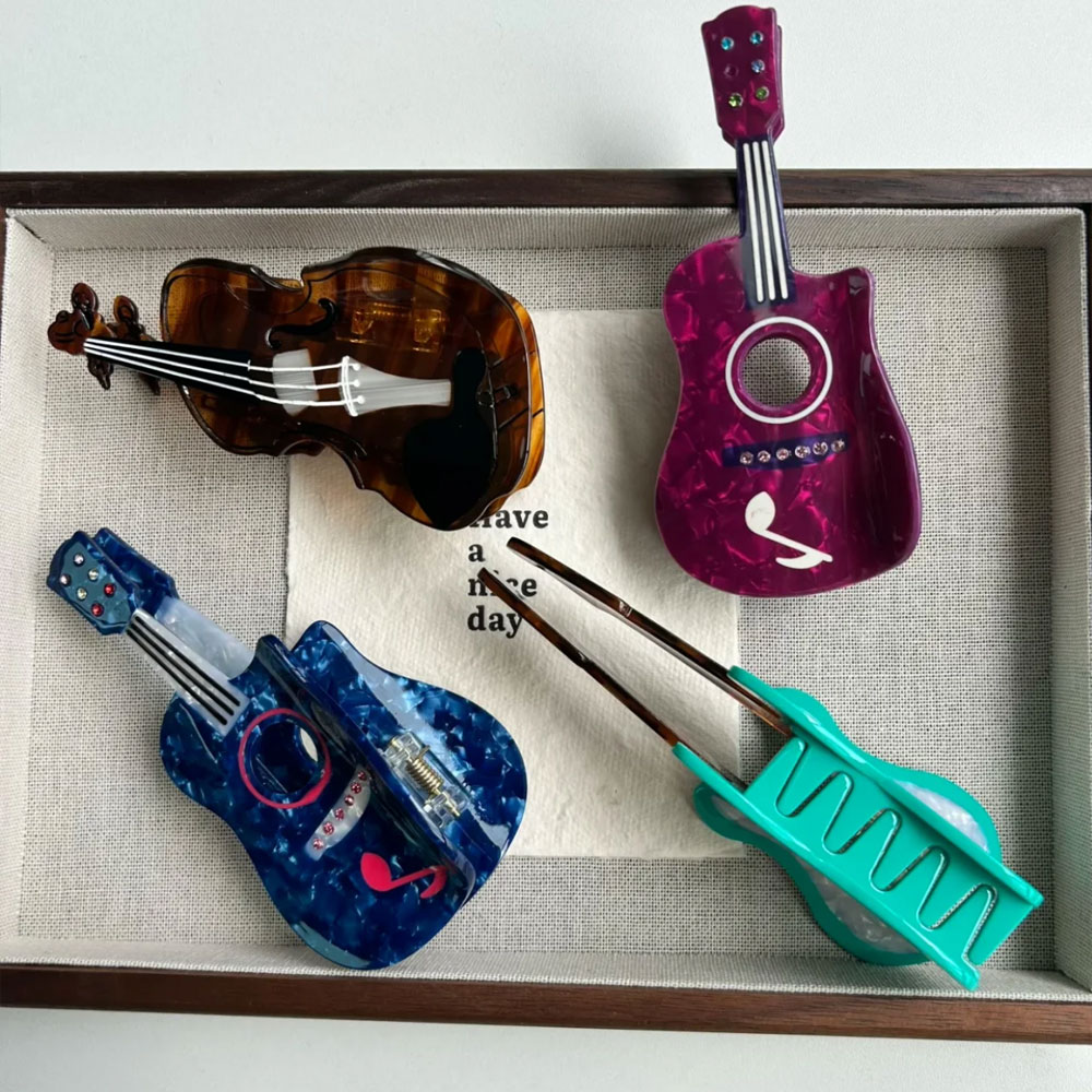 Guitar/Piano/Saxophone/Cassette Design Hair Claw, Vintage Music Style Claw Clip, Hair Accessory, Birthday/Christmas Gift for Her/Women/Music Lovers