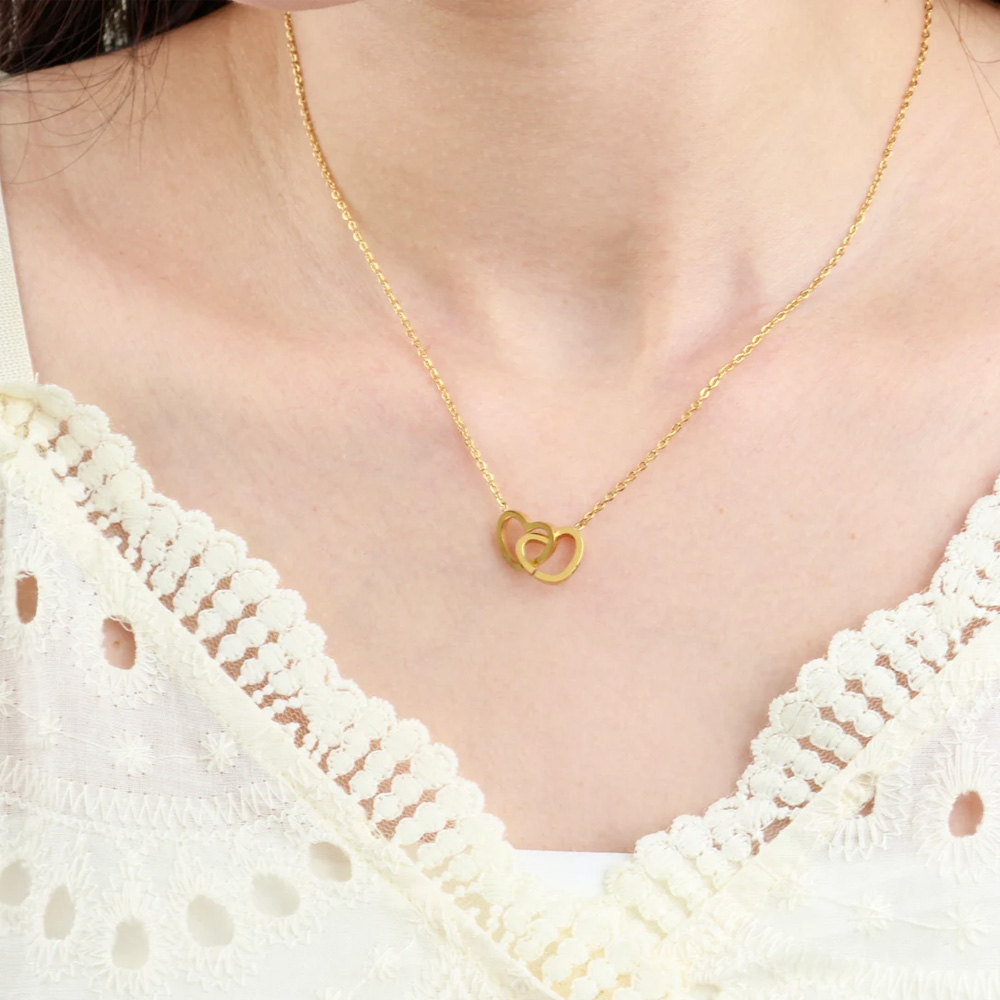 Custom Engraved Double Names Interlocking Hearts Necklace, Dainty Women's Jewelry, Birthday/Valentine's Day/Anniversary Gift for Her/Mom/Girlfriend